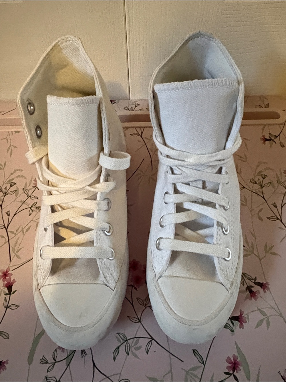 Women's White High-Top Platform Canvas Sneakers